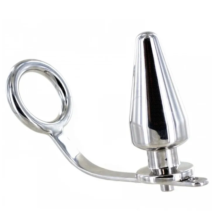 Metal Hard - Steel Penile Ring with Anal Plug 45 x 45mm
