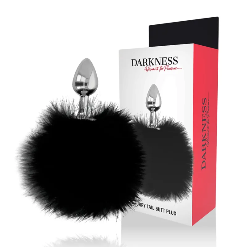 Darkness – Analplugg med dekorativ konstpälssvans, svart, 7 cm