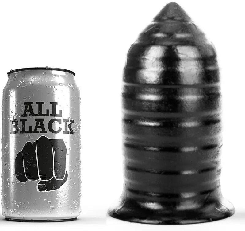 All Black Ribbad Analplugg – 16 cm Inserterbar Längd