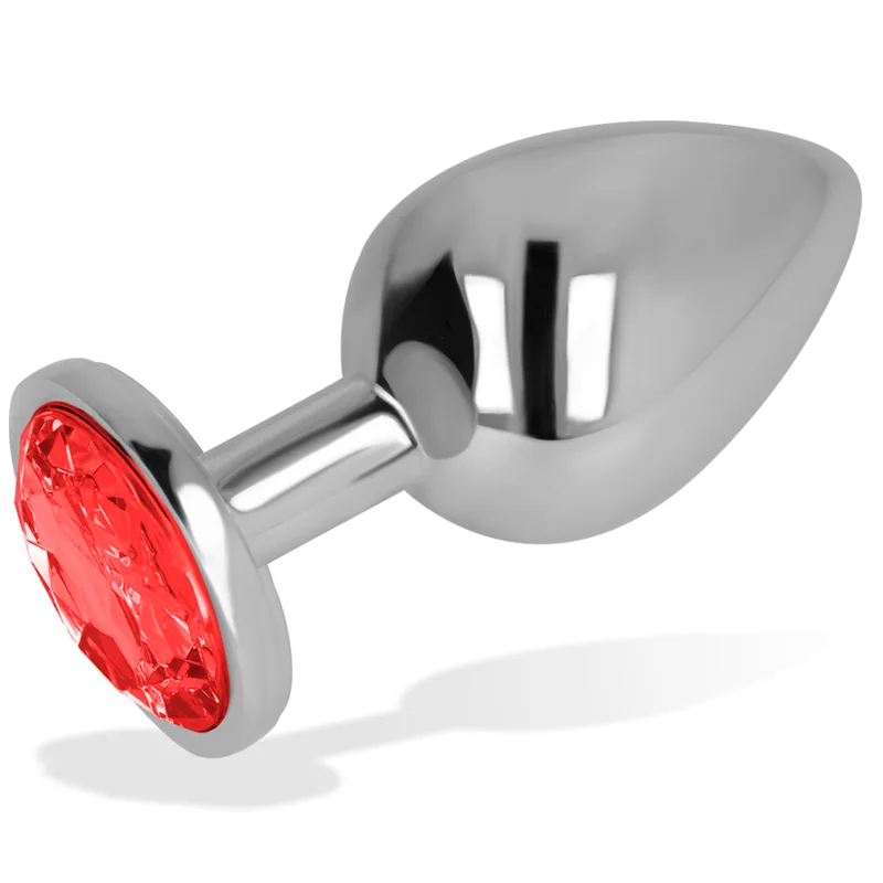 Ohmama Aluminium Anal Plug with Red Crystal Jewel – 8 cm
