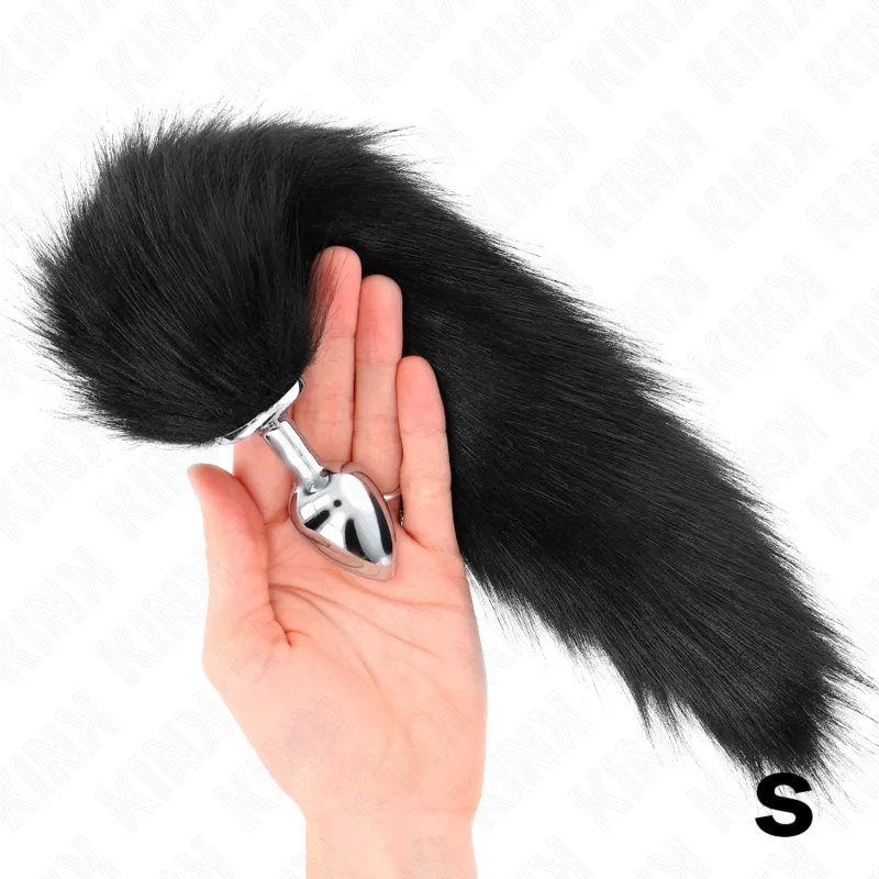 Kink Analplug Storlek S med 40 cm Syntetisk Svans – Svart