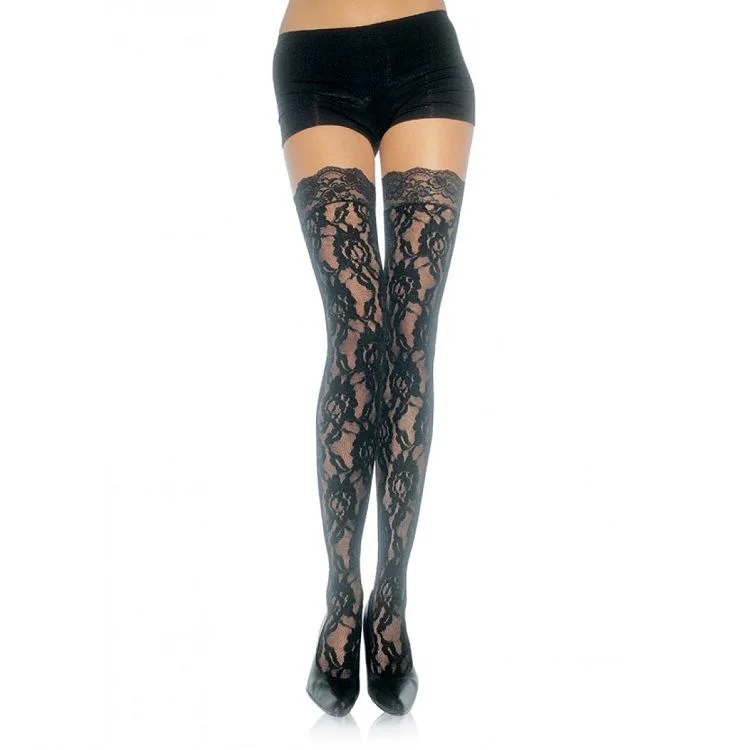 Leg Avenue - Floral Lace-Top Stockings