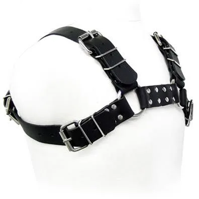Leather Body Black Bulldog Harness – Justerbar BDSM-kroppssele för män