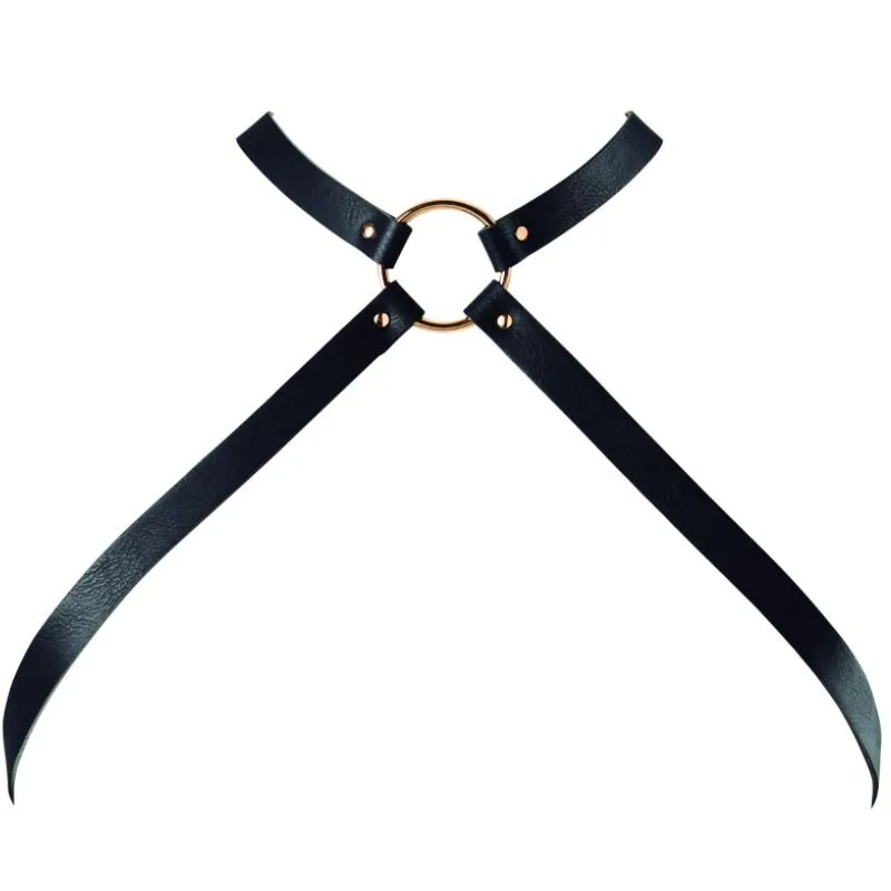Bijoux Indiscrets Maze Crossed Chest Harness - Black