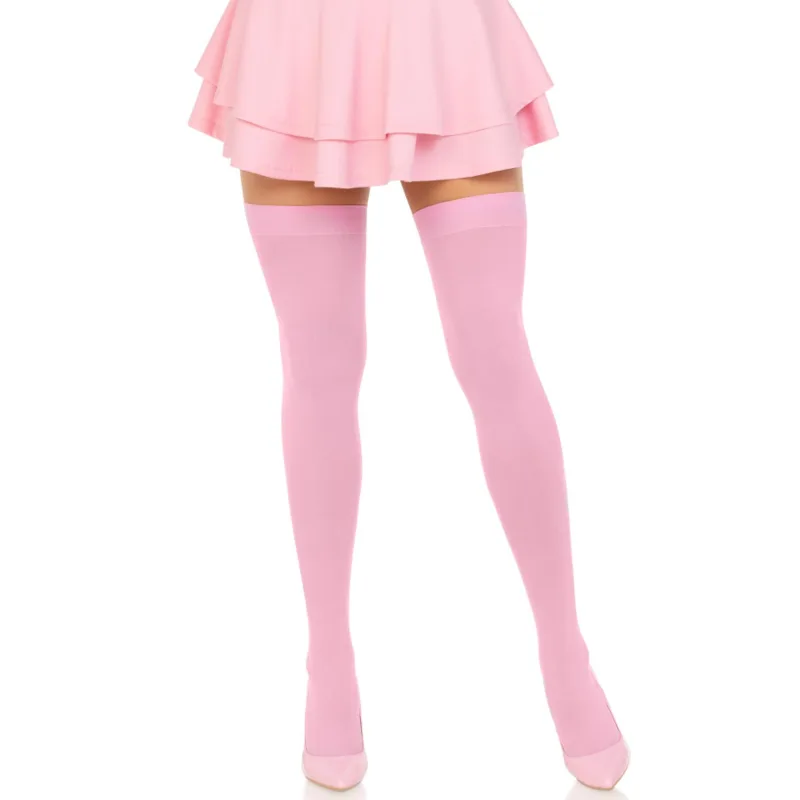 Leg Avenue - Pink Nylon Thigh-High Stockings | Classic Stay-Up Hosiery