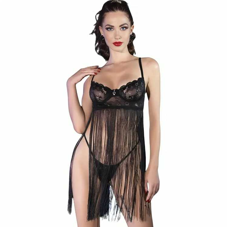 Chilirose CR 4496 Babydoll Lingerie Set – Black – Size L/XL