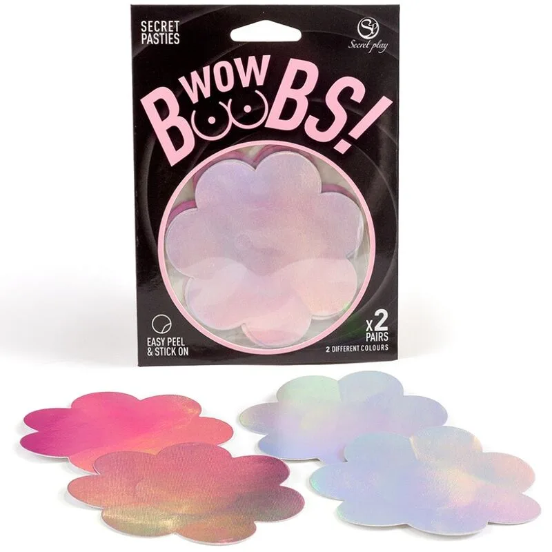 Secret Play – WOW Boobs! Blommiga Holografiska Bröstvårtetäckare