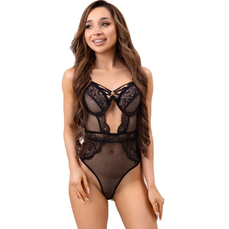 Livco Corsetti Fashion - Paula LC 20209 Lace-Detailed Body in Black (Size L/XL)